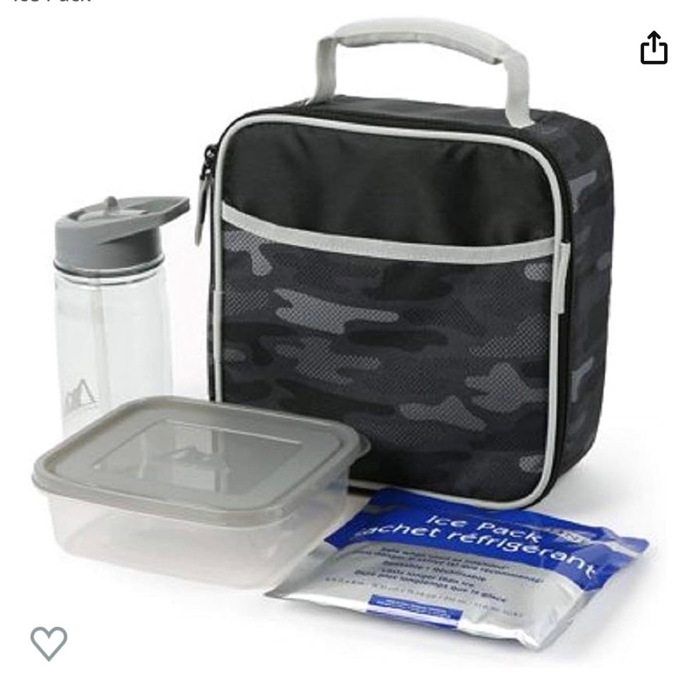 Artic Zone camo lunch bag with BPA free container, water bottle & icepack